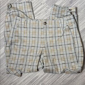 Liverpool Gray and Gold Plaid Cropped Utility Pants Size 6/28
